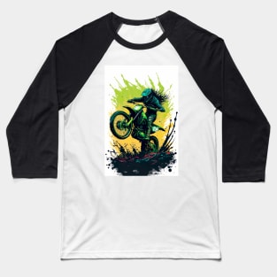 Dirt Bike With Green Paint Splash Design Baseball T-Shirt